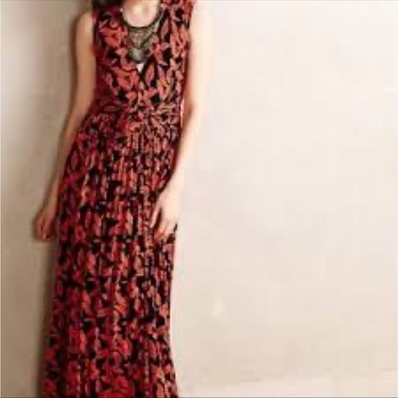 Anthropologie Plenty by Tracy Reese Fabiola Maxi Dress Red Black Tie Front S - Picture 3 of 10